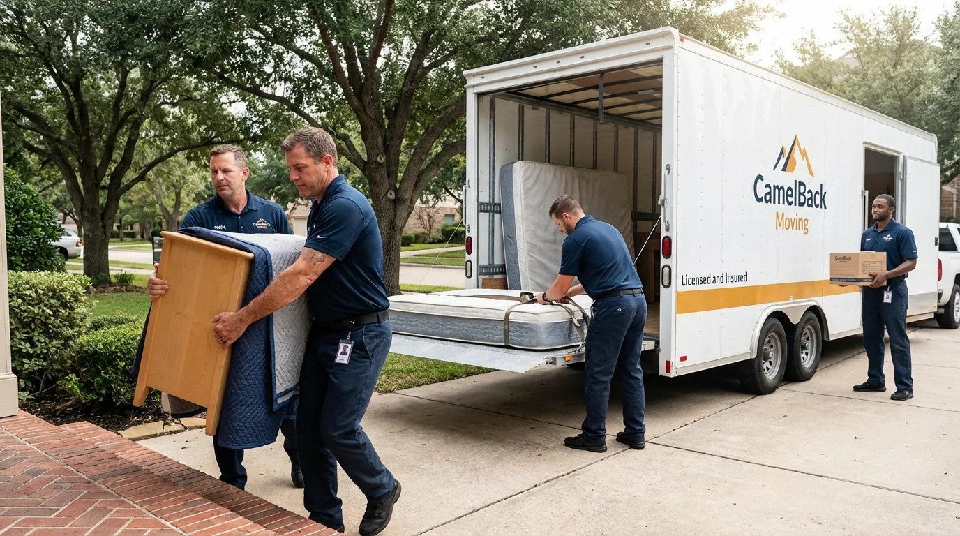 Crew loading residential truck for cross-state move from Lake Helen, FL