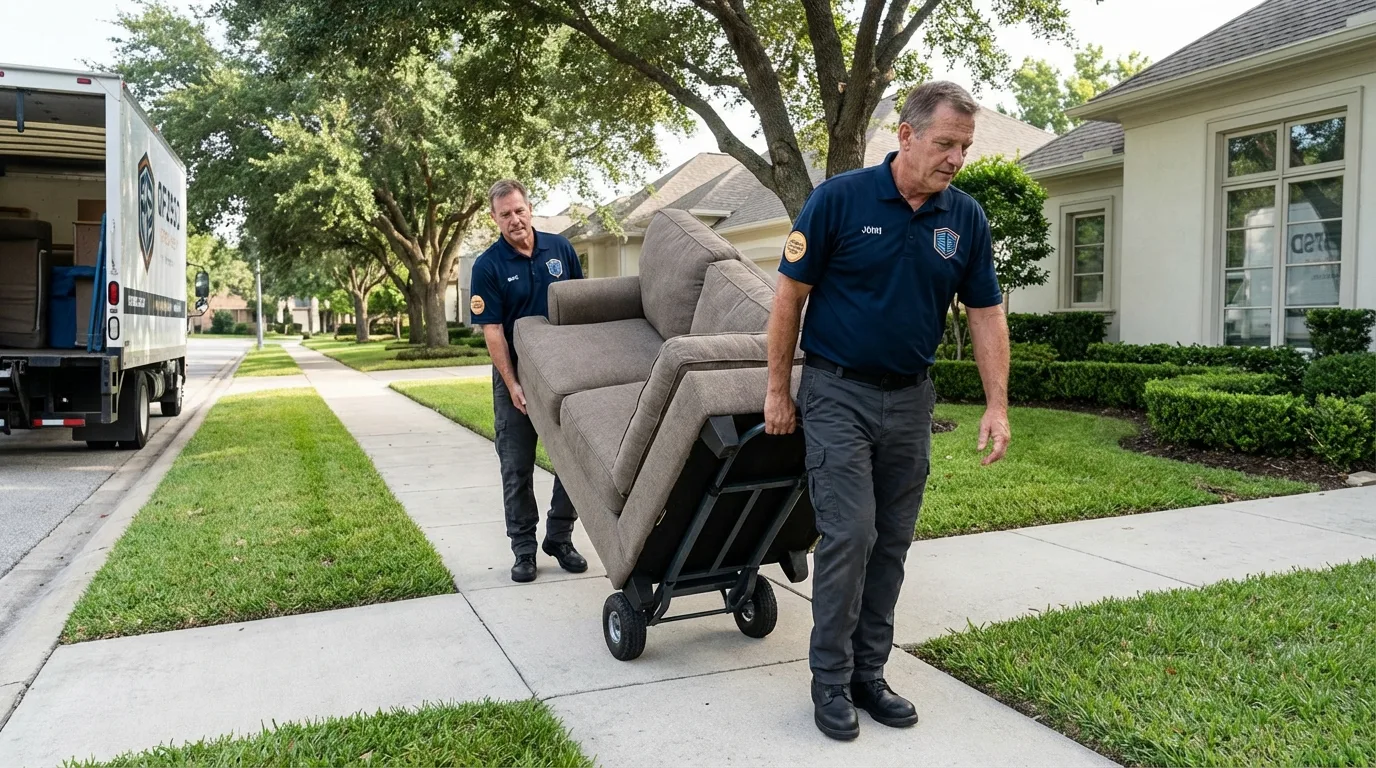 Local residential moving crew loading furniture in Lake Helen, FL